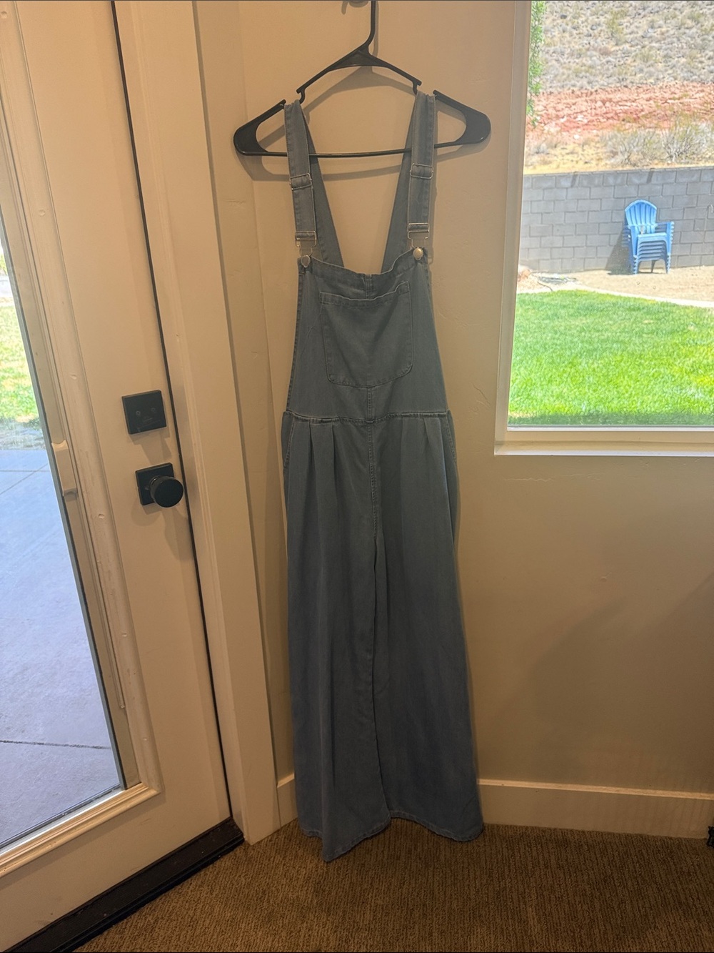 Light Denim Wide Leg Overalls Jumper